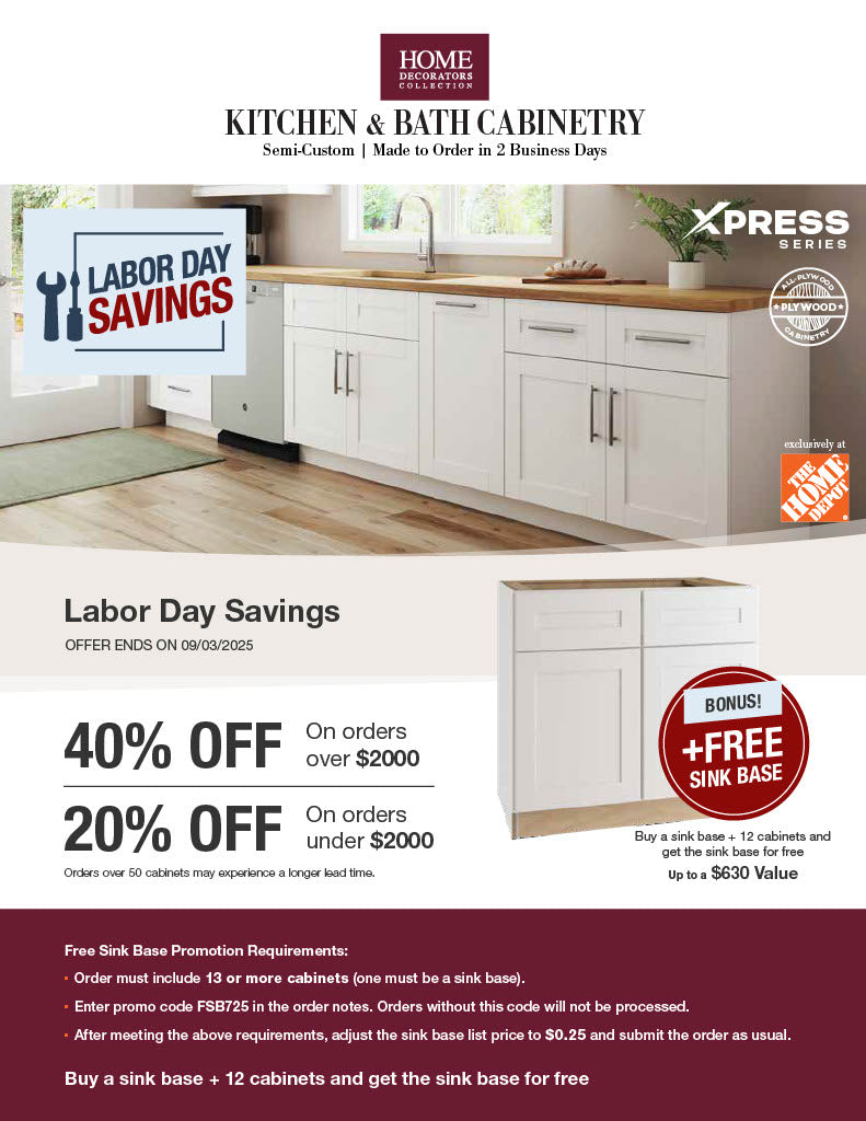 Labor Day: Free Sink Base + 40% OFF 2-Day Express
