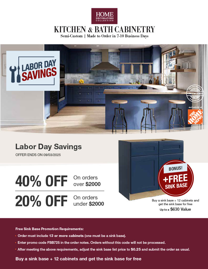 Labor Day - Free Sink Base + Up to 40% Off Home Decorators Collection