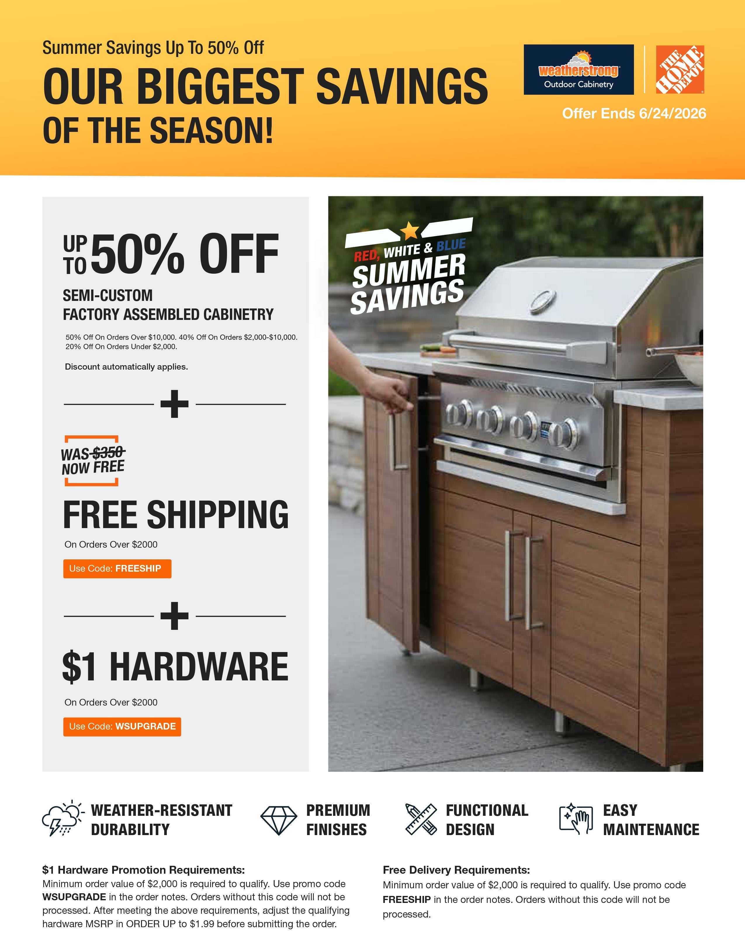 Summer Savings: Up to 50% OFF + $1 Hardware + Free Delivery!