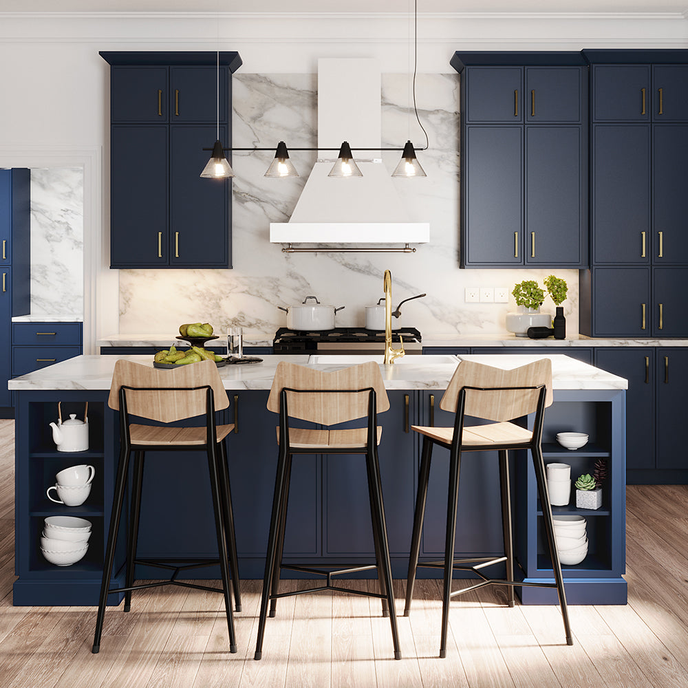 Designing with Bold Color: Vessel Blue Cabinets